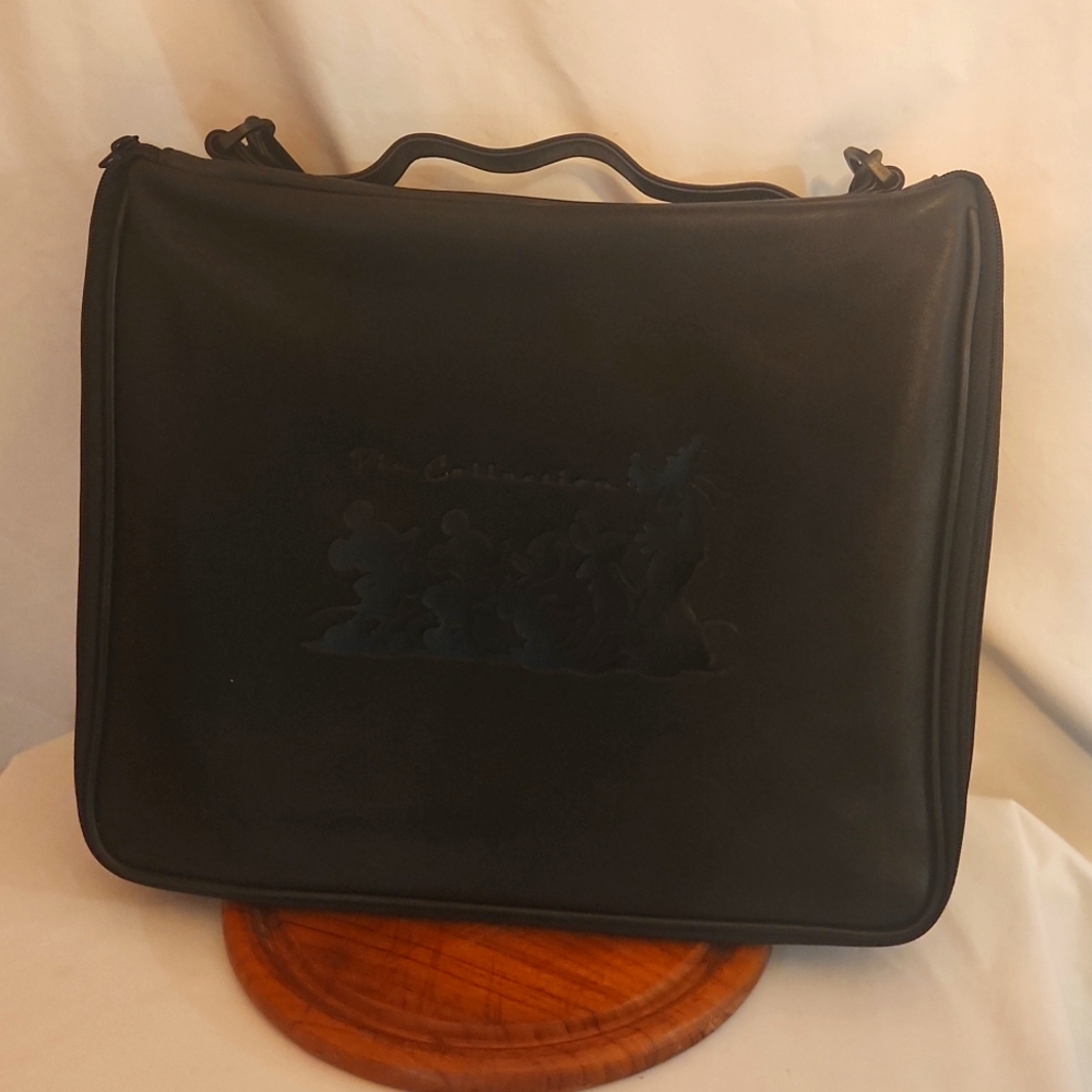 Disney Parks Black Leather Pin Collectors Bag